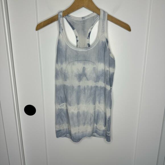Lululemon Swiftly Tech Racerback Heathered Silver Fox Blue Tie Dye Size 8 - Picture 4 of 6